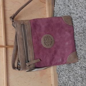 Chateau maroon and brown crossbody purse